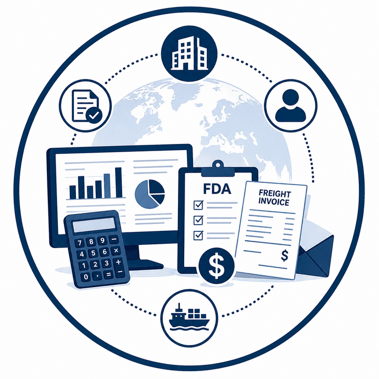 Financial and administrative services — FDA compliance and freight invoicing